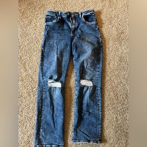 Mavi Dark Blue Ripped Straight Leg Jeans